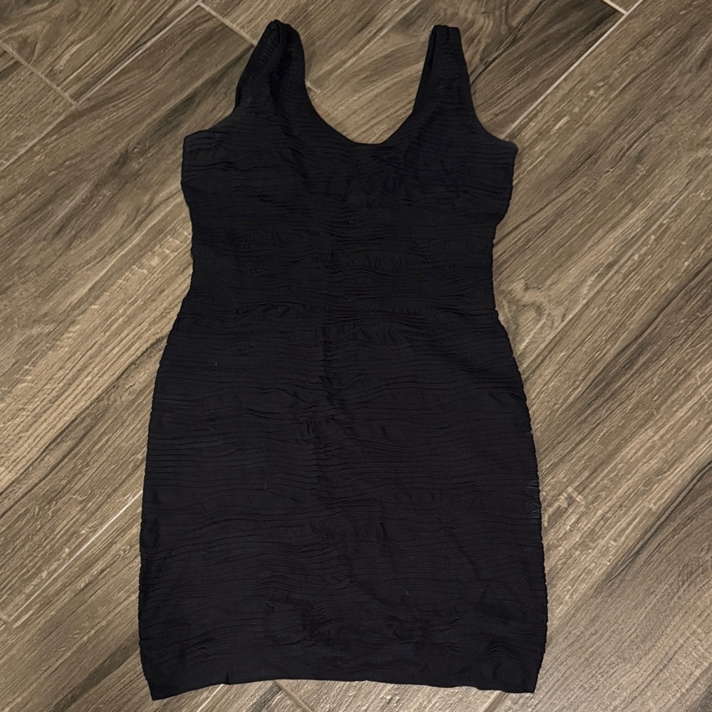 Poof Excellence Black Textured Mini Dress